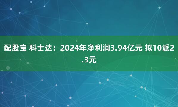 配股宝 科士达：2024年净利润3.94亿元 拟10派2.3元